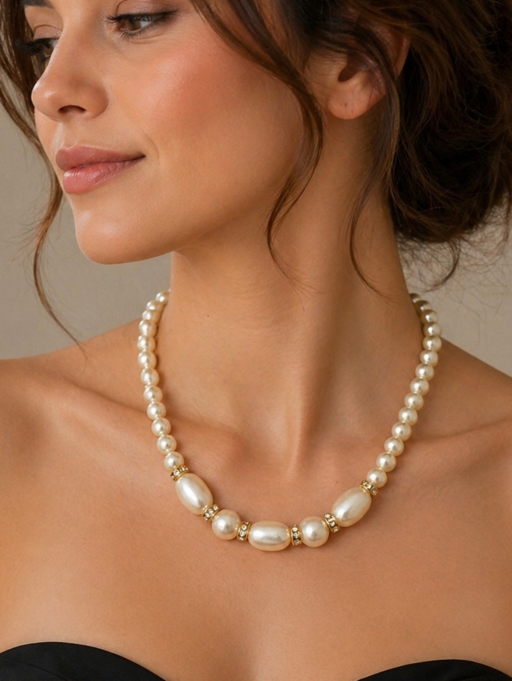 Acrylic Pearl Beaded Bridal Formal Necklace
